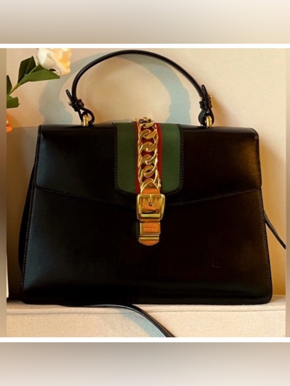 GUCCI SYLVIE Medium Black Top Handle Bag